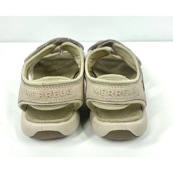 Merrell Via III Performance Casual Leather Sandals  CEMENT Women Size 5 - Picture 7 of 8